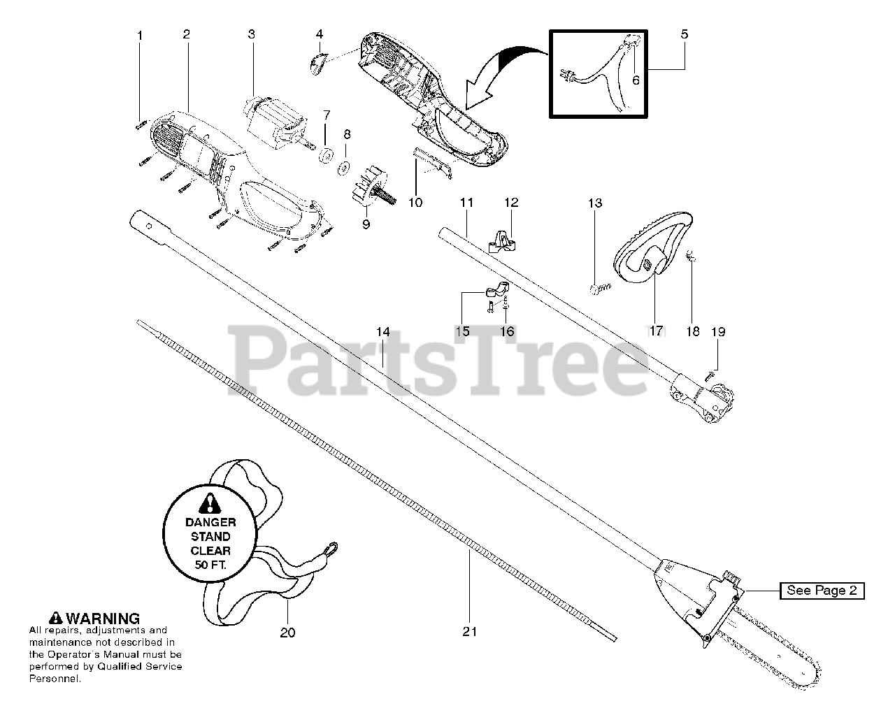 Poulan 810 EP Poulan Pole Saw Motor/Handle & Pole Pruner Shaft