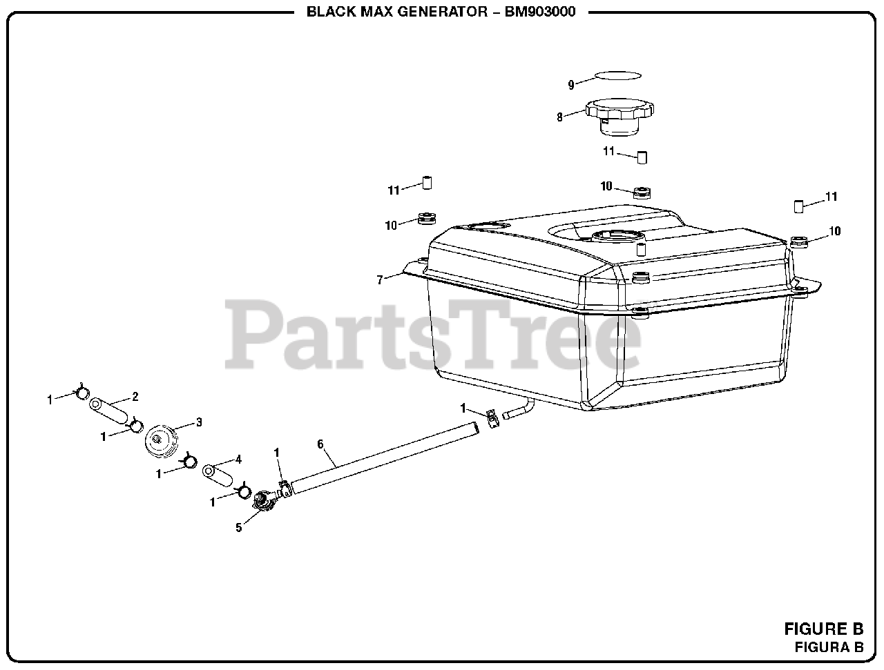 Black Max BM 903000 Black Max 3000 Watt Generator Figure B Parts
