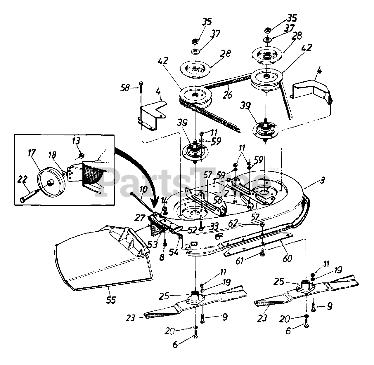 MTD 132 651F372 MTD Lawn Tractor 1992 Hechinger Deck Assembly Parts Lookup with Diagrams PartsTree
