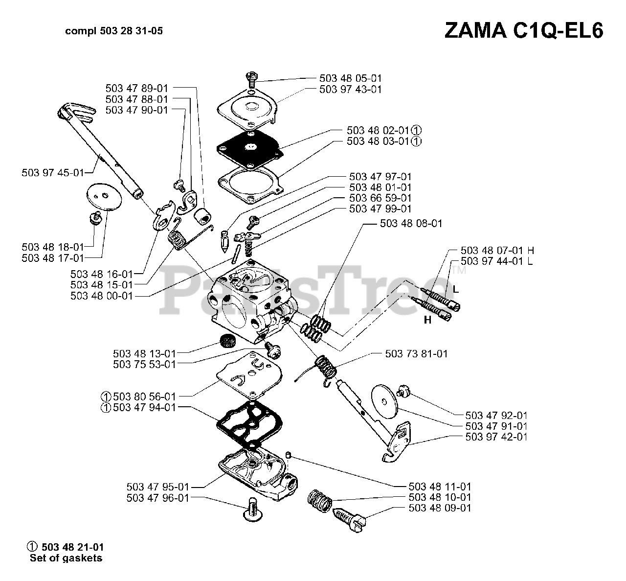 Husqvarna 51 Husqvarna Chainsaw 1998 06 Carburetor Parts Zama C1q