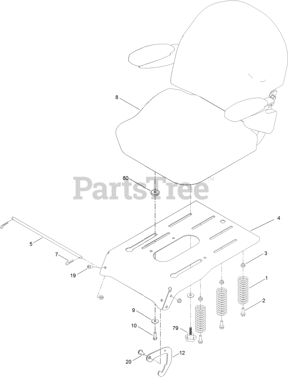 Toro 74760 MX 4250 Toro 42 TimeCutter Zero Turn Mower SN 404314200 999999999 Seat Assembly Parts Lookup with Diagrams PartsTree