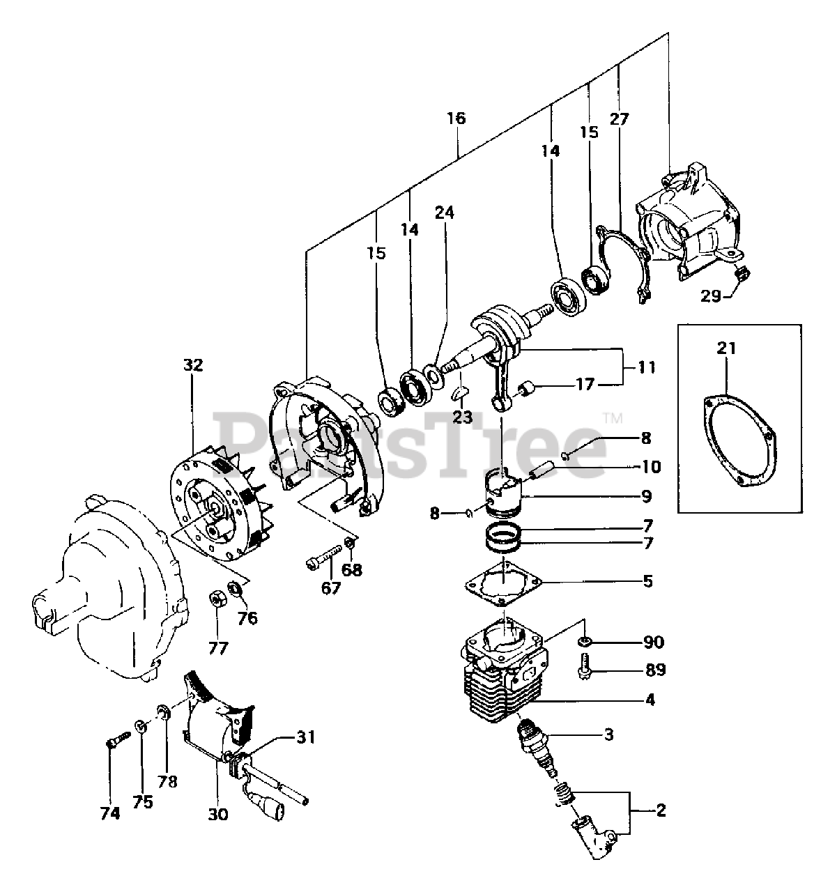 Tanaka TBC202 Tanaka Brush Cutter Engine Parts Lookup with Diagrams