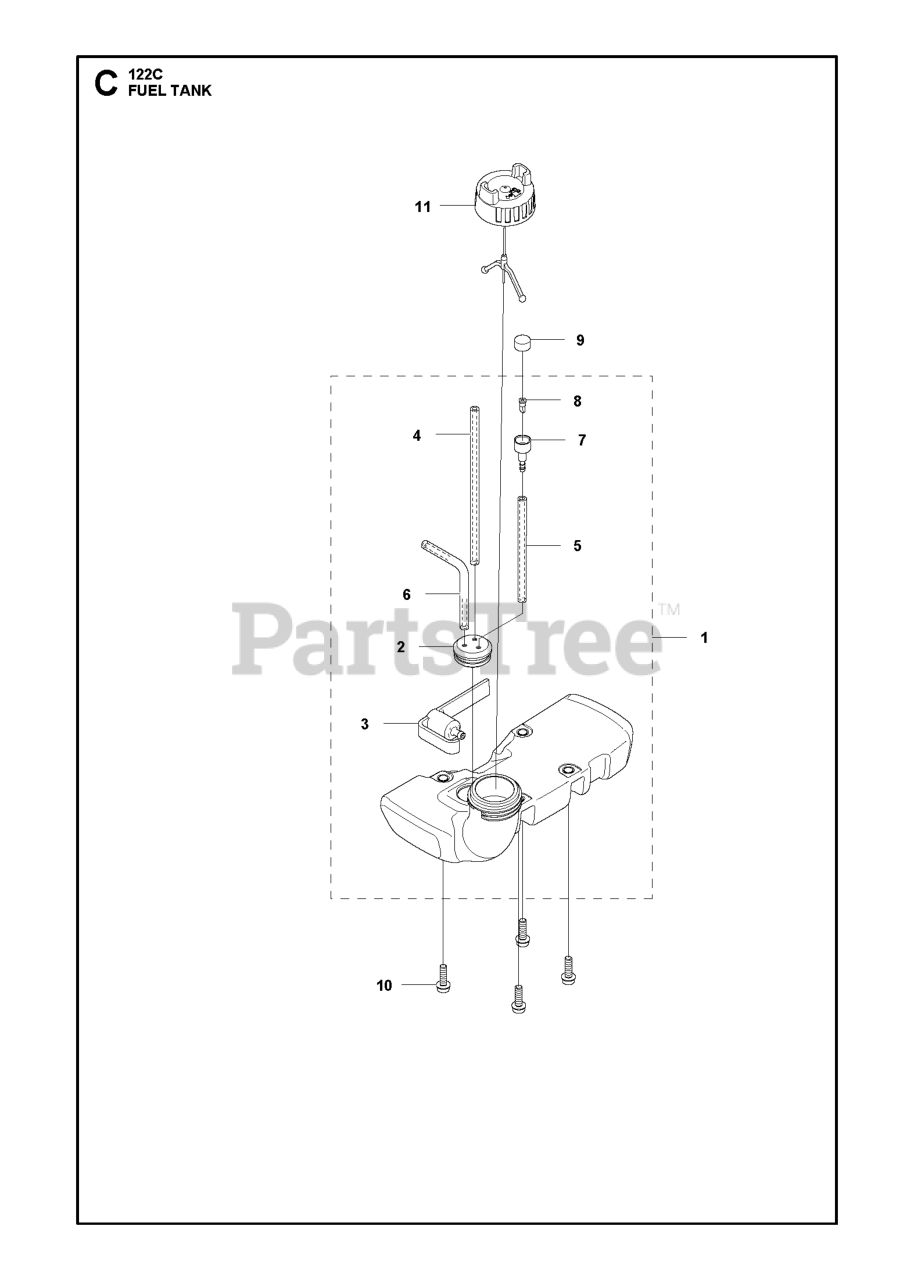 Husqvarna 122 C (966712701) Husqvarna String Trimmer FUEL TANK Parts Lookup with Diagrams