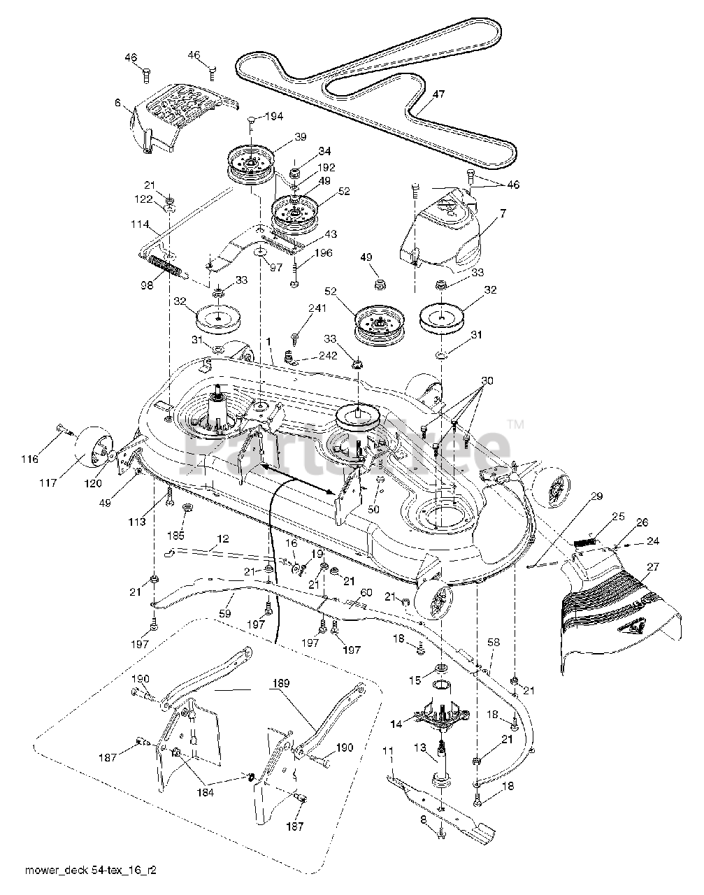 Husqvarna LGT 2654 960450040 00 Husqvarna 54 Lawn Tractor 2012 05 MOWER DECK CUTTING DECK Parts Lookup with Diagrams PartsTree