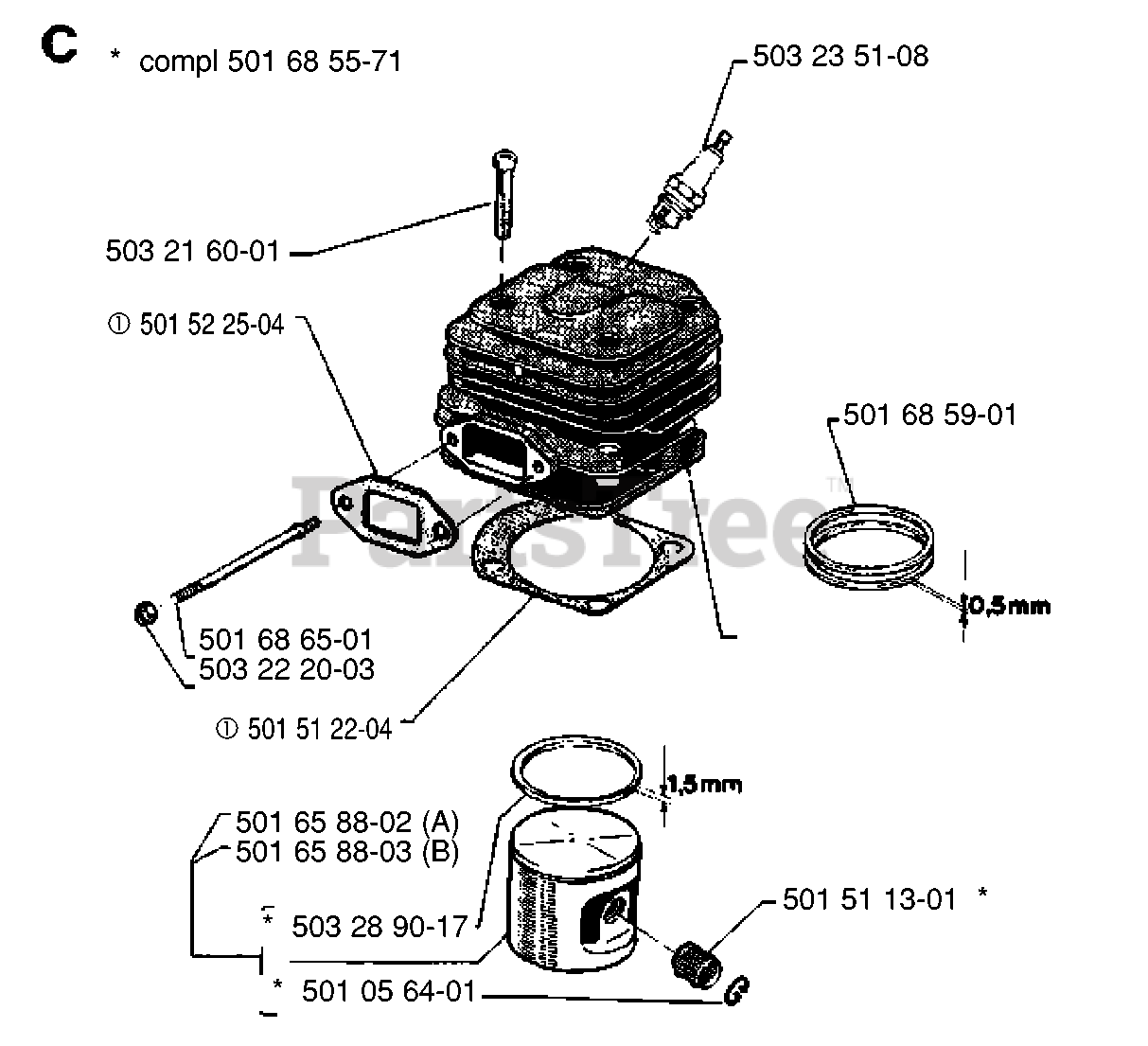 Husqvarna 266 - Husqvarna Chainsaw (Original) CYLINDER PISTON Parts