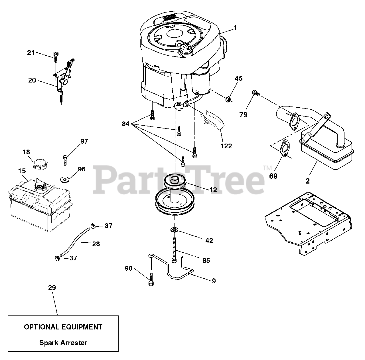 Yard King 7800735 (96042010000) Yard King 42" Lawn Tractor, 17.5hp (2011) Engine Group