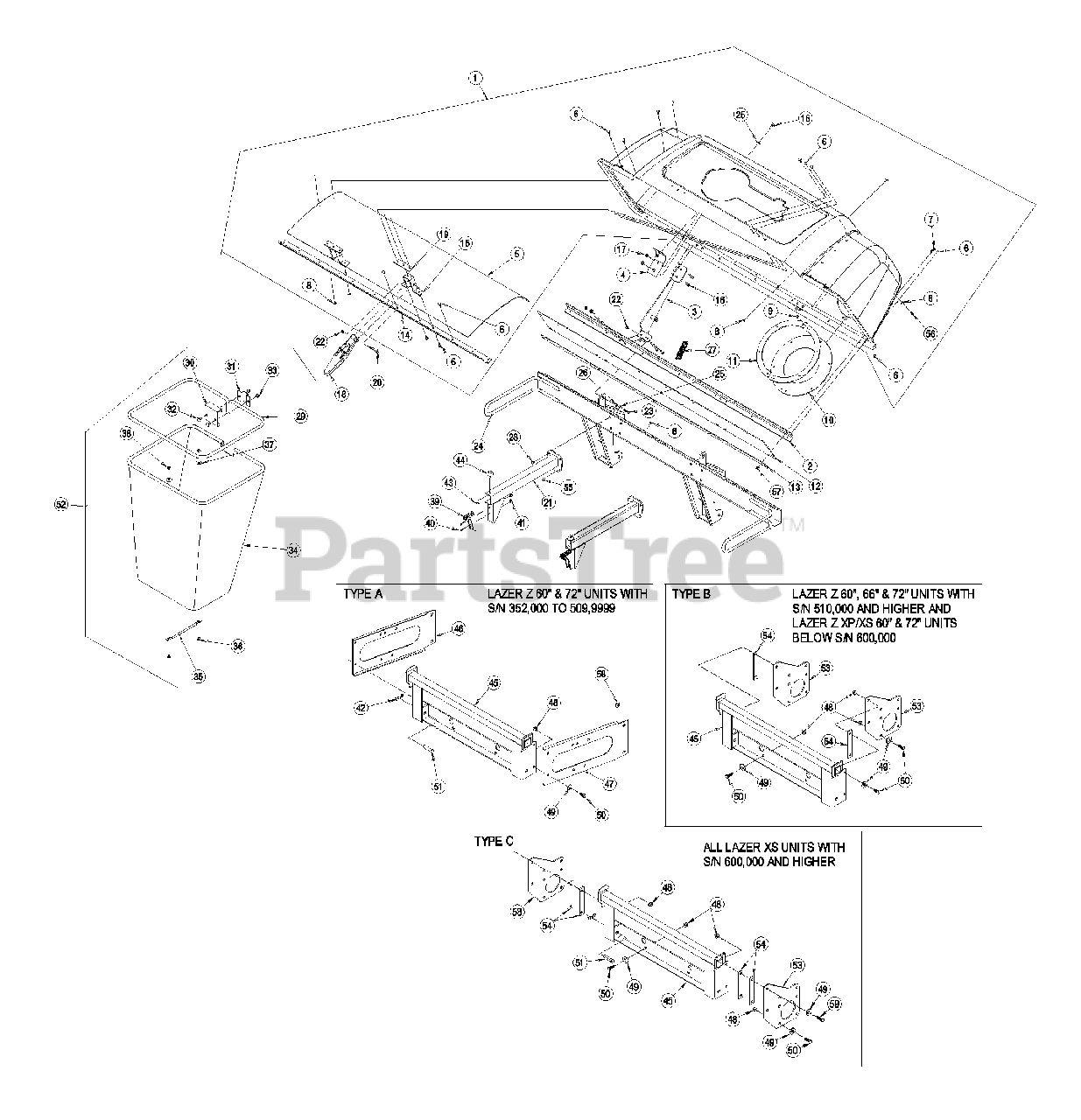 Exmark UV6672 Exmark Ultra Vac Bagger for Lazer Z (SN 000790000