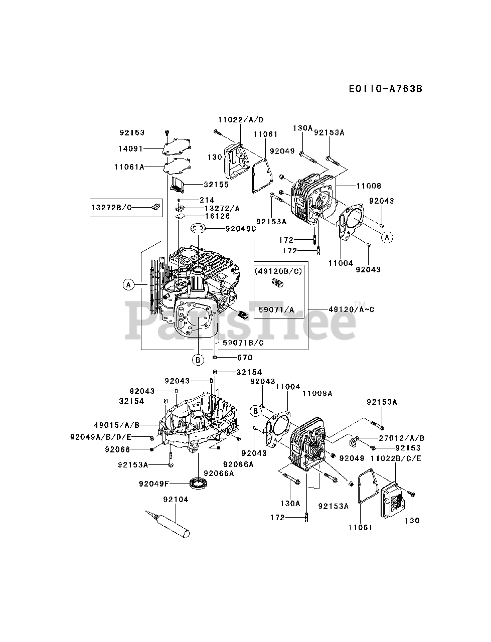 mørk Bløde fødder bemærkede ikke Kawasaki FX541V-BS06 - Kawasaki Engine CYLINDER/CRANKCASE Parts Lookup with  Diagrams | PartsTree
