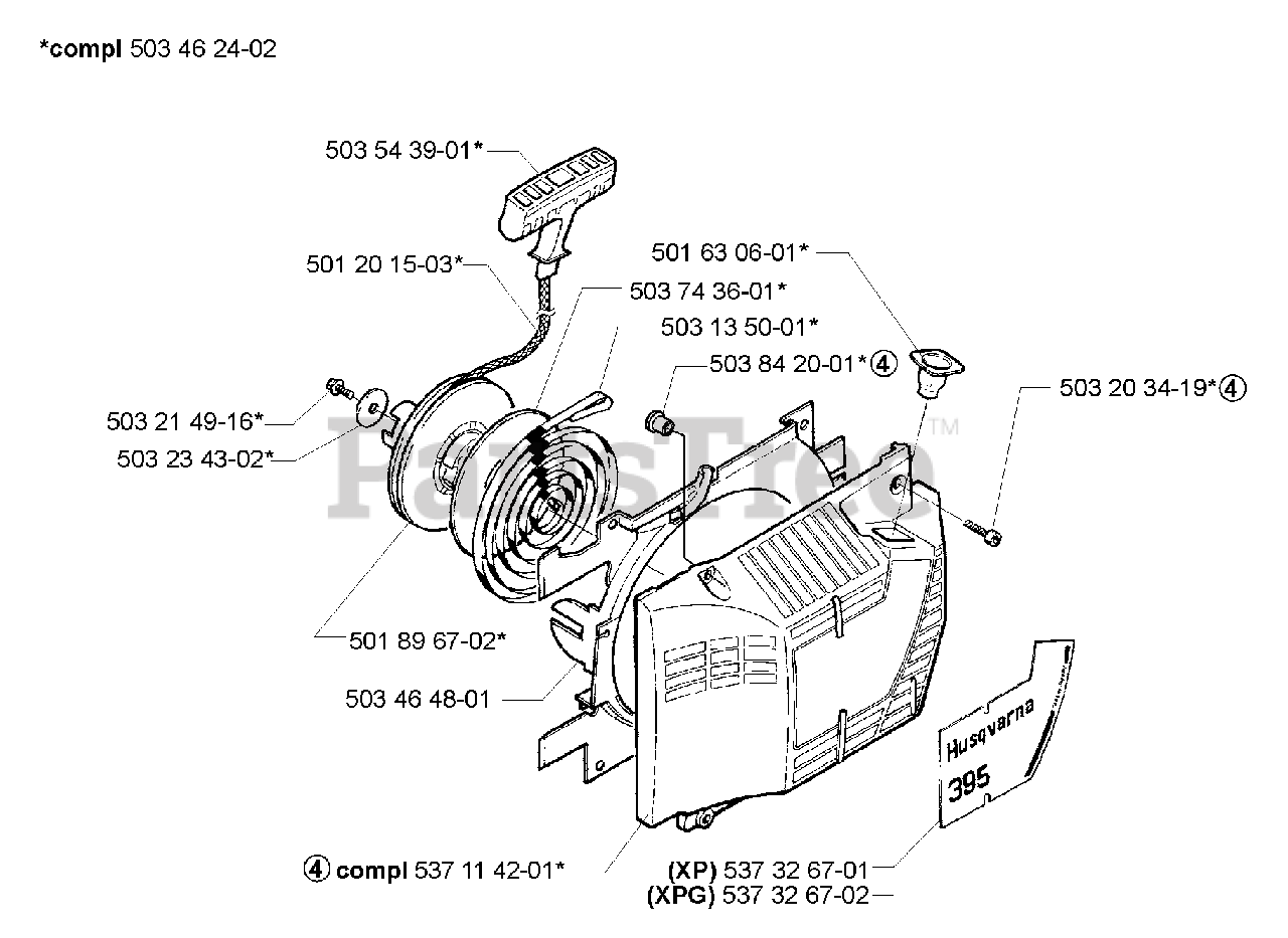 Husqvarna 395 Husqvarna Chainsaw 2005 05 Starter Parts Lookup With