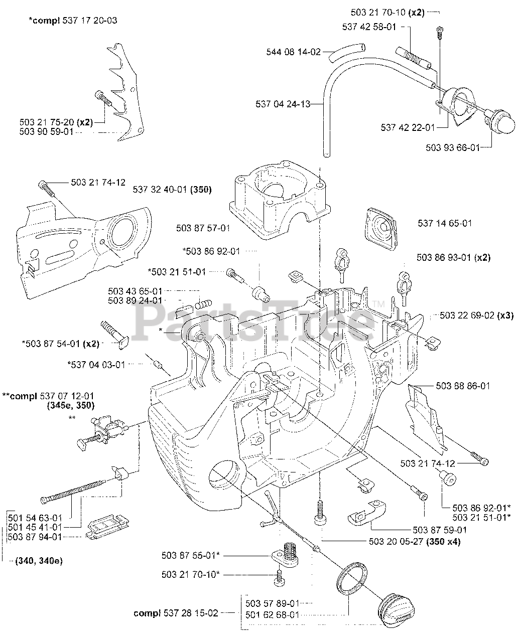 Husqvarna 345 E Husqvarna Chainsaw 2005 05 Crankcase Parts Lookup