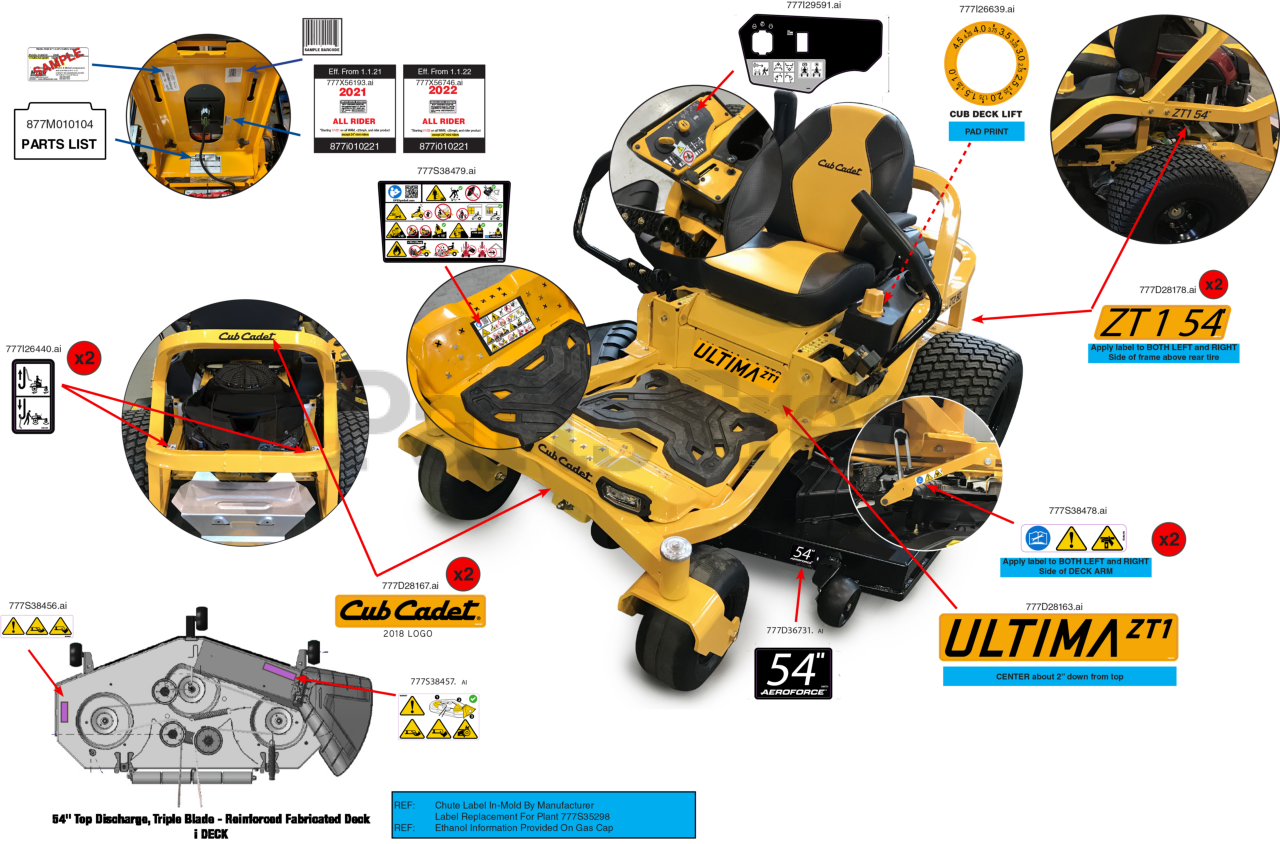 Cub Cadet ZT154 KH FAB (17RREACM010) Cub Cadet Ultima 54" ZeroTurn