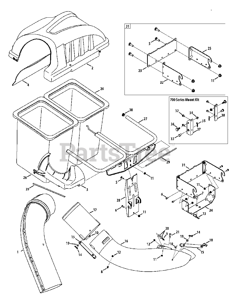 MTD 19A30003OEM MTD Twin Rear Bagger Assembly 2011 General Assembly Parts Lookup with Diagrams PartsTree
