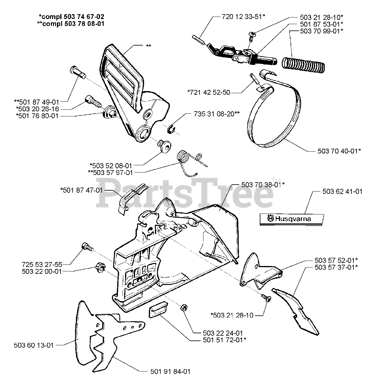 Husqvarna Chainsaws Parts Diagrams