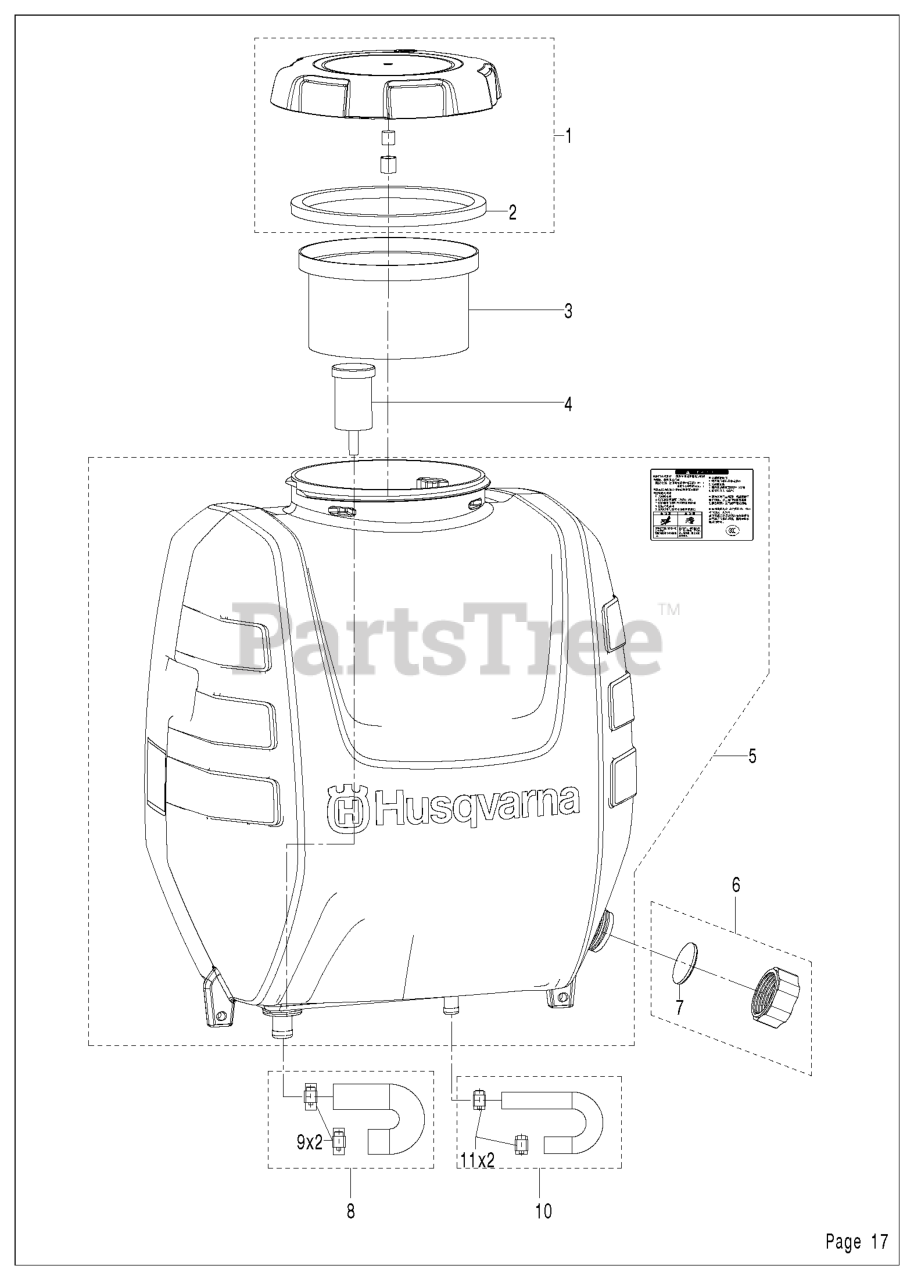 Husqvarna 323 S25 (967078401) Husqvarna Backpack Sprayer TANK Parts