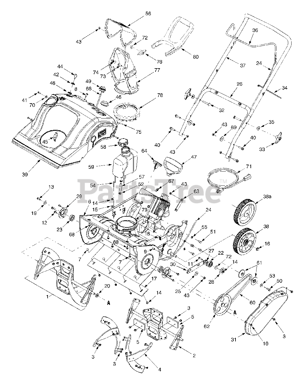 MTD 31AS235-722 - MTD Gold Snow Thrower (2005) General Assembly Parts