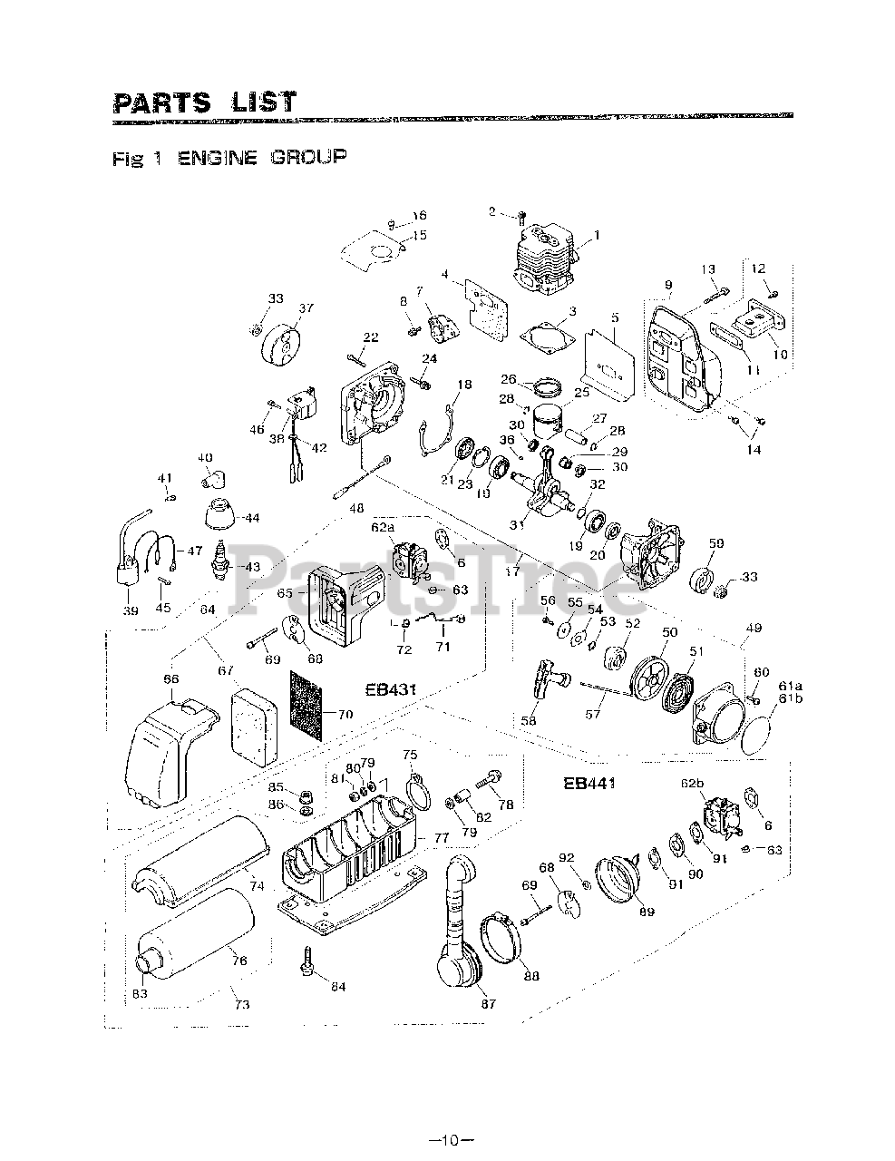 RedMax EB 431 RedMax Backpack Blower (SN 410001 & Above) (199410