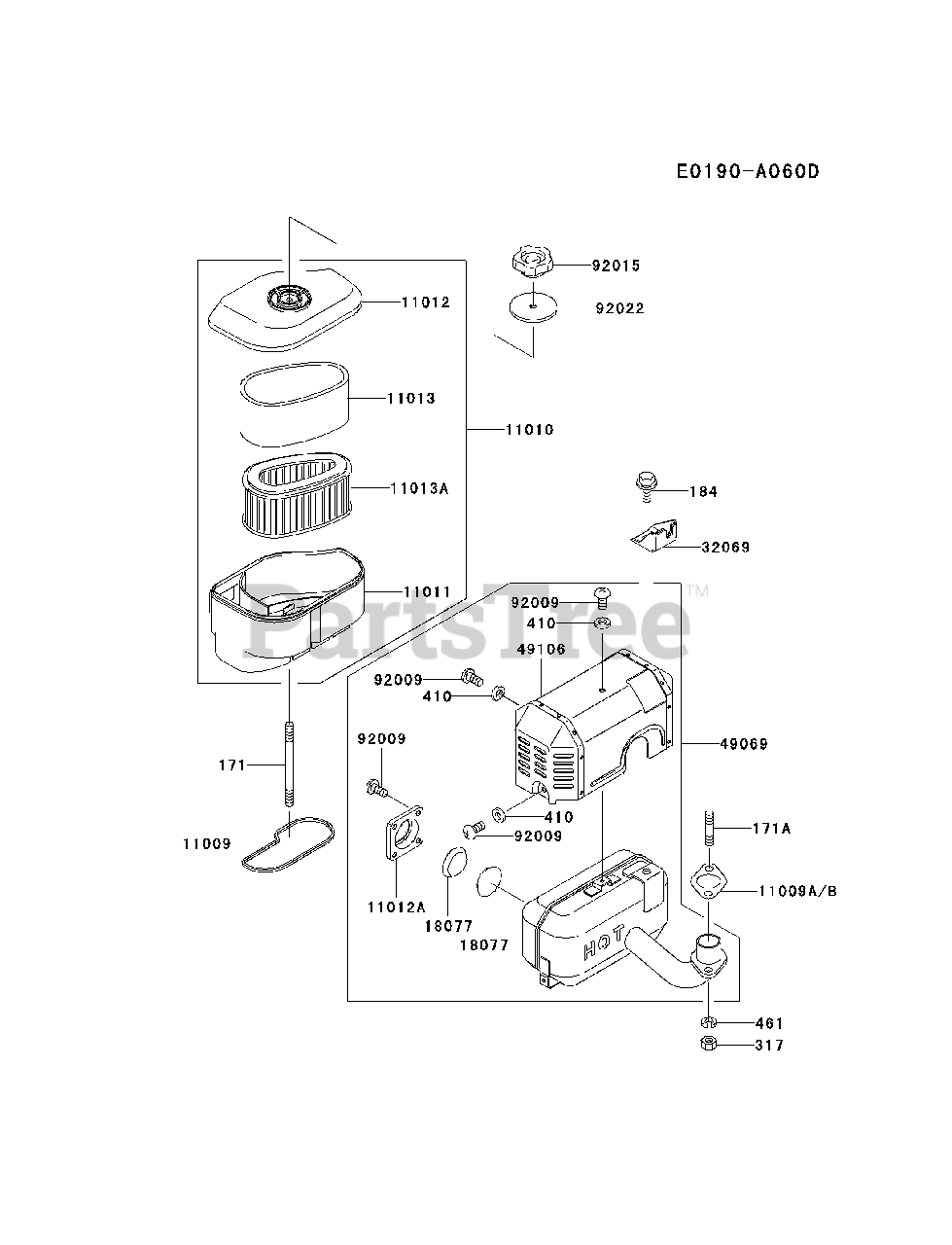 Kawasaki Fc290v Es13 Kawasaki Engine Air Filter Muffler Parts Lookup With Diagrams Partstree