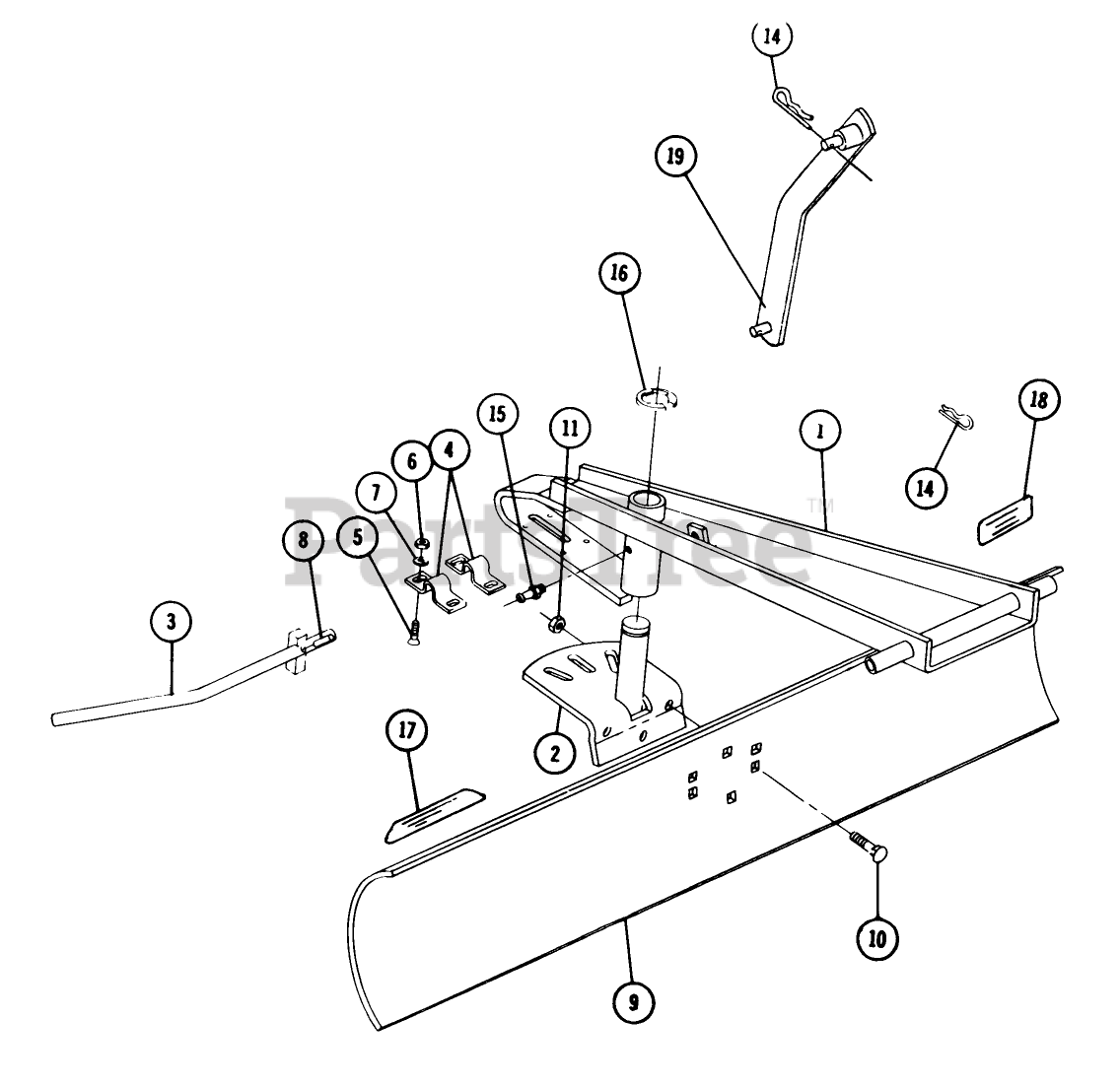 Toro 71114 Toro 40" Grader Blade (1975) PARTS LISTMIDMOUNTED