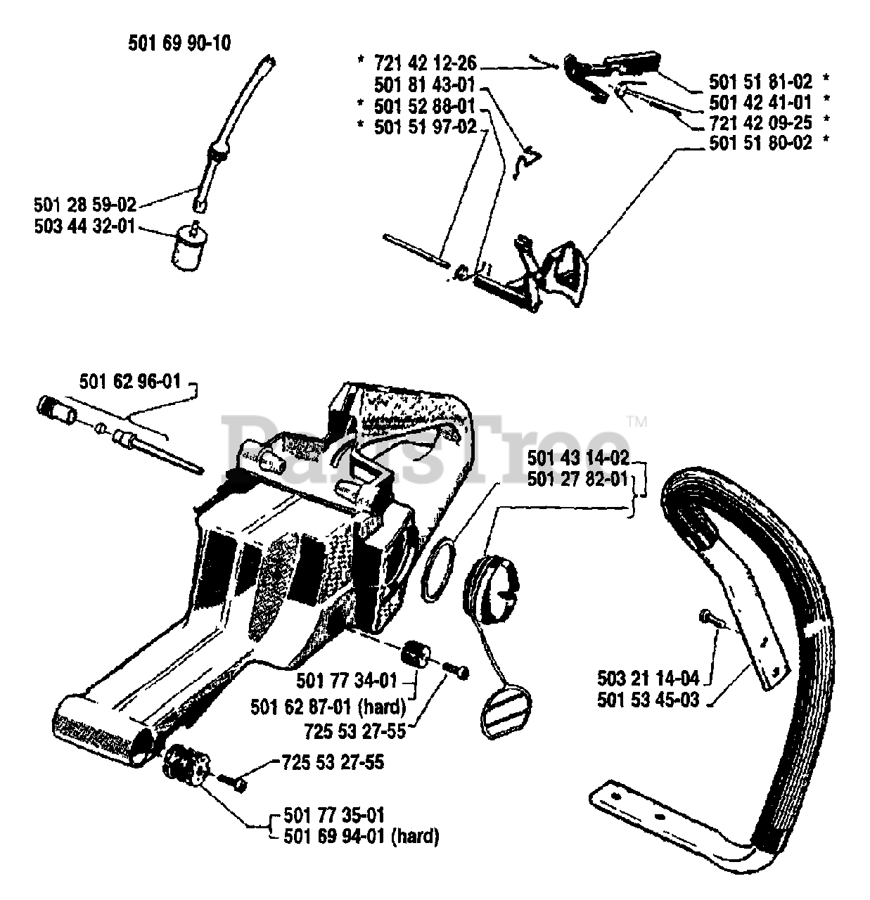 Husqvarna 61 Husqvarna Chainsaw (198806) Front/Handle/Tank Assembly