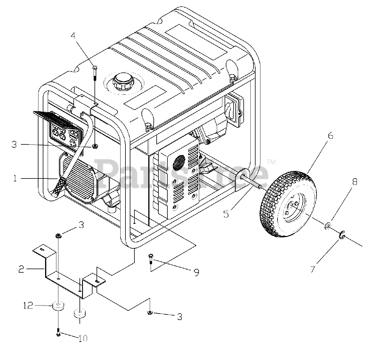 Generac 17770 Generac 5,500 Watt Portable Generator Wheel Kit Parts