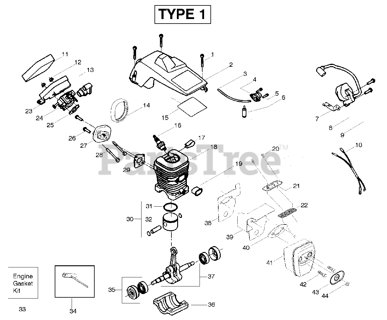 Poulan 2375 LE Poulan Chainsaw, Type 1 (200803) Engine Type