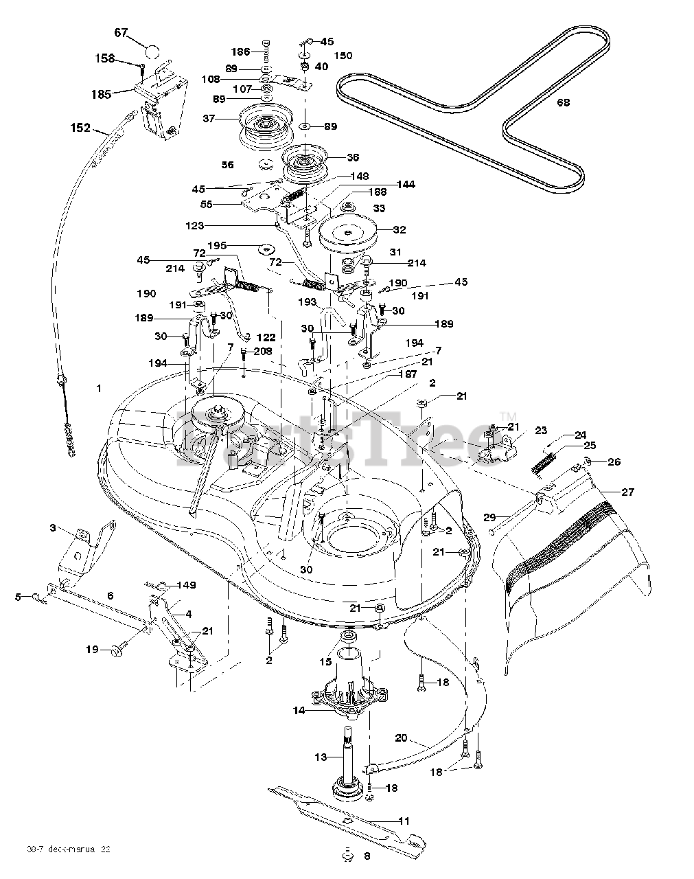 Poulan Parts on the MOWER DECK / CUTTING DECK Diagram for PO 15538LT