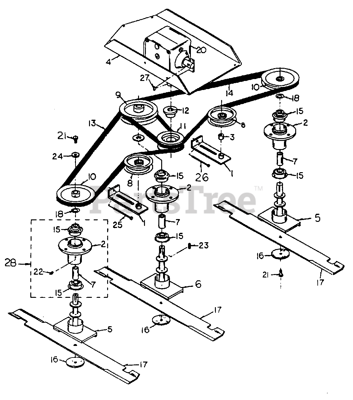 Craftsman dgs 6500 online mower deck belt diagram