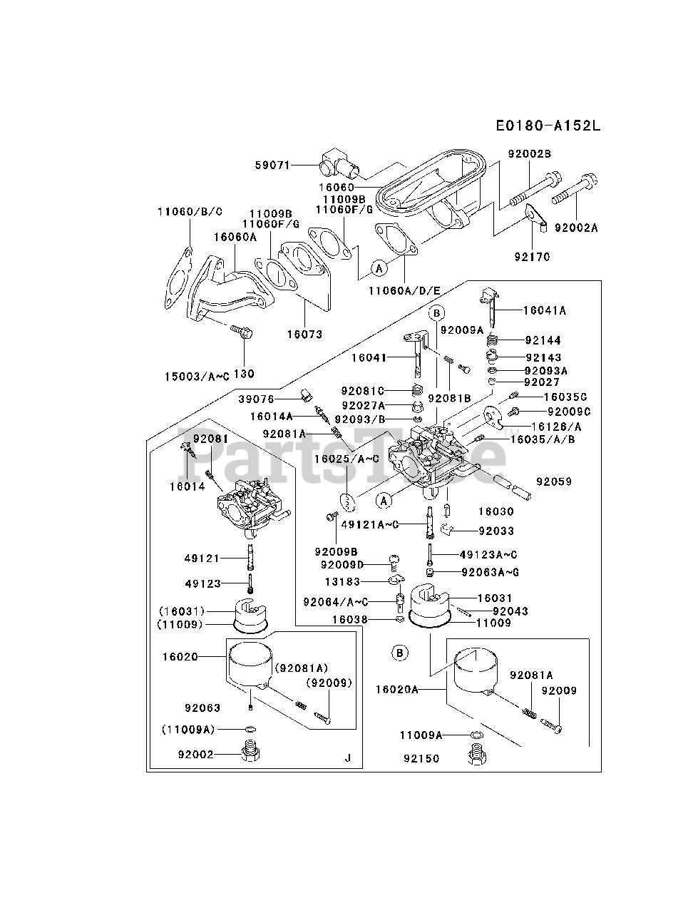 Autu Parts Carburetor for 15003-2796 Kawasaki Engine FB460V Carburetor Assembly 