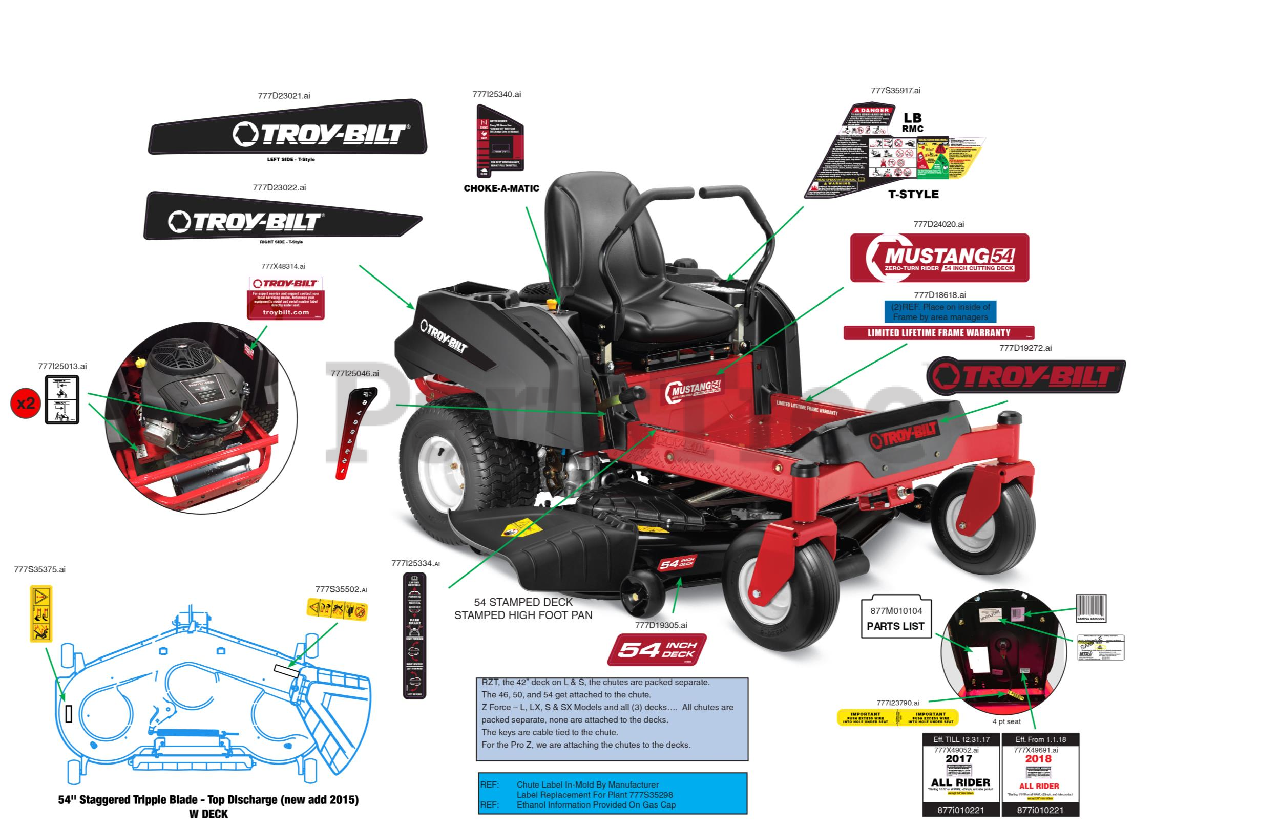 TroyBilt 17CDCACW066 TroyBilt Mustang XP 54" ZeroTurn Mower (2018