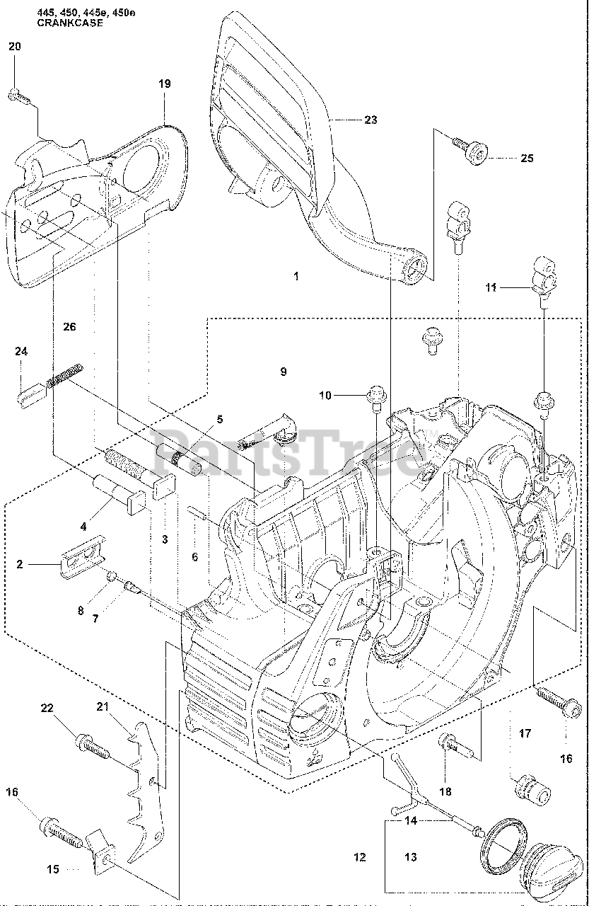 Husqvarna Chainsaws Parts Diagrams 445