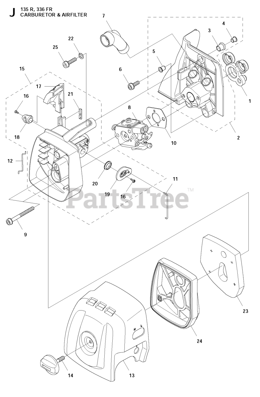 Husqvarna 336 FR Husqvarna Brush Cutter CARBURETOR & AIR FILTER Parts