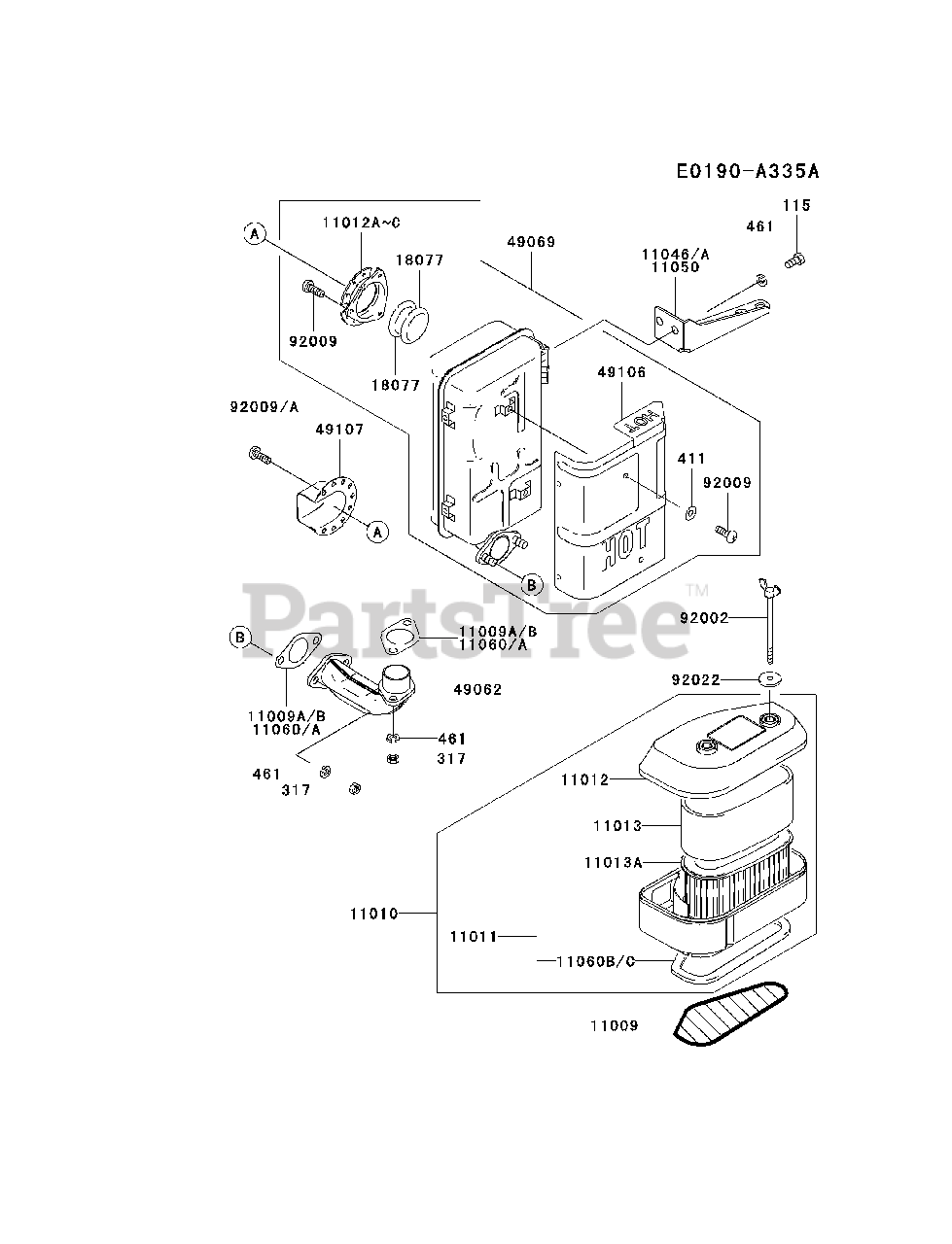 Kawasaki Fc4v Fs12 Kawasaki Engine Air Filter Muffler Parts Lookup With Diagrams Partstree