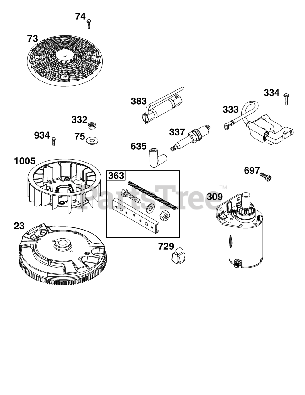 Briggs & Stratton 44U6770009B5 Flywheel, Ignition, and Starter Group Parts Lookup with