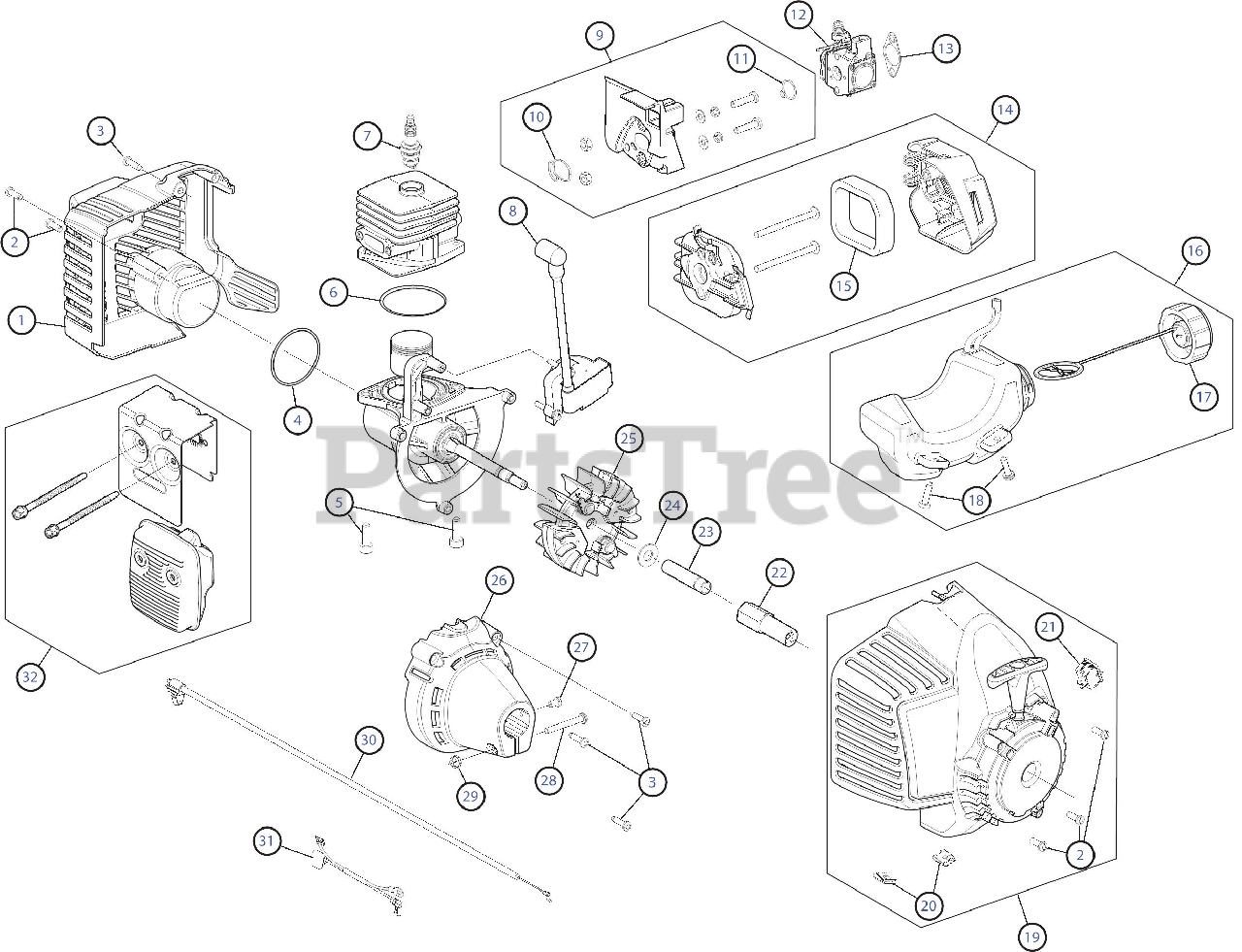 Murray M 2510 (41EDZ03C758) Murray String Trimmer Engine Assembly