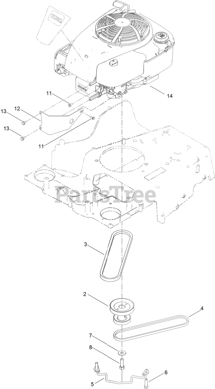 Toro 21199 Toro 30 TimeMaster Walk Behind Mower SN 403600000 404319999 Engine and Belt Assembly Parts Lookup with Diagrams PartsTree