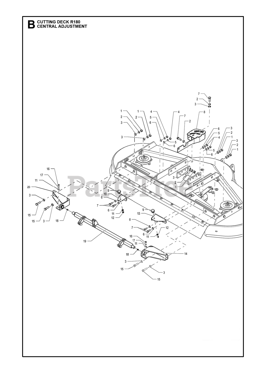 Husqvarna R 180 Husqvarna Mower Deck Assembly CENTRAL ADJUSTMENT