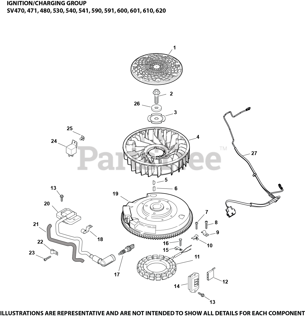 Kohler SV620-3224 - Kohler Courage Single Engine, Made for KPS, 22hp
