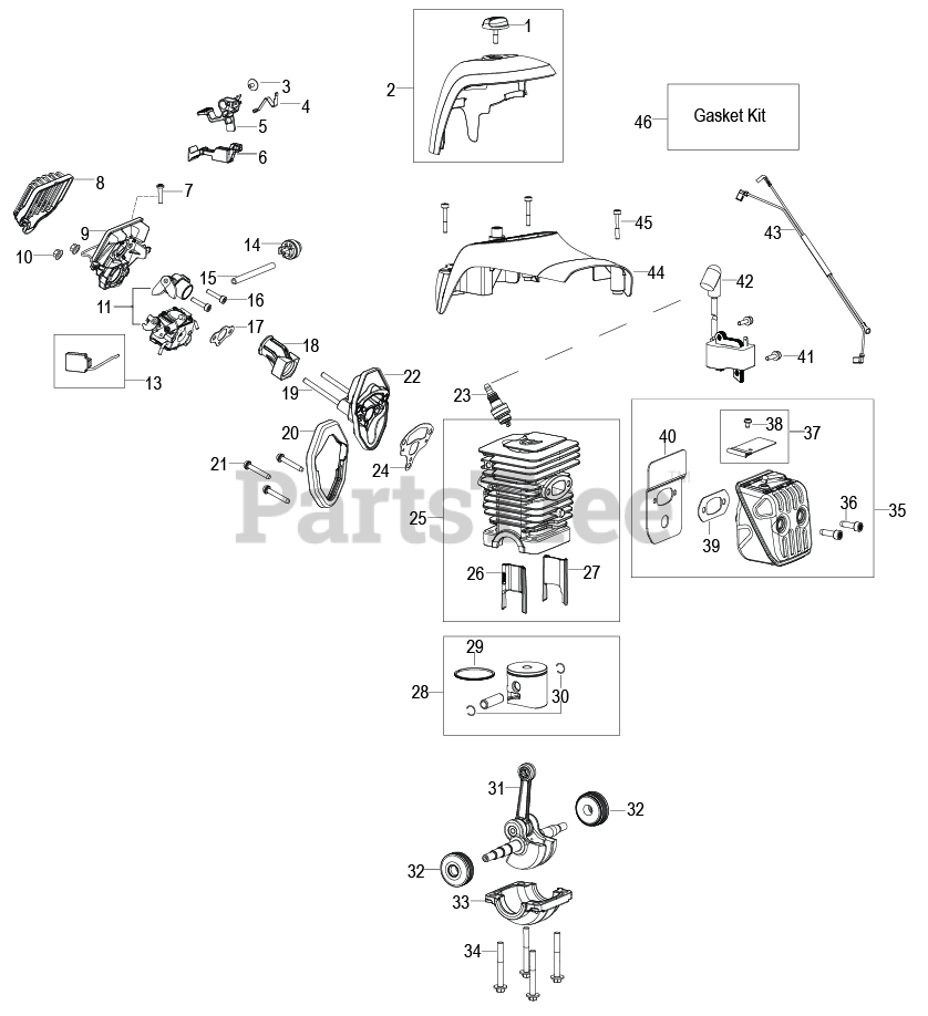 Poulan Pro PR 5020 Poulan Pro Chainsaw (201604) ENGINE Parts Lookup