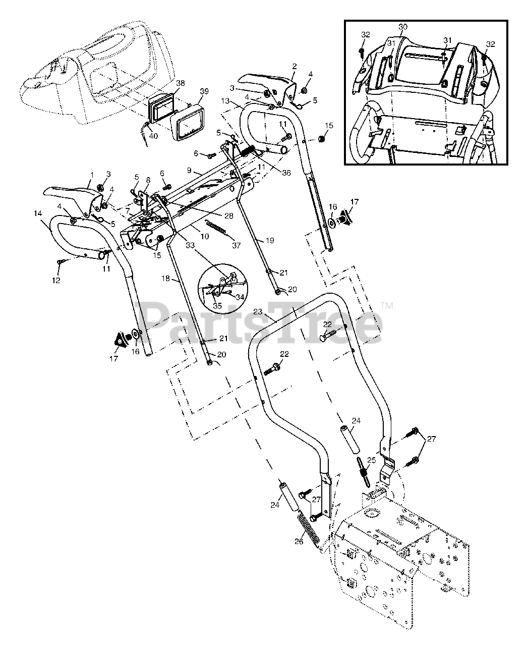 Poulan Pro PR 8527 ESB Poulan Pro Snow Thrower (2004) Handles Parts