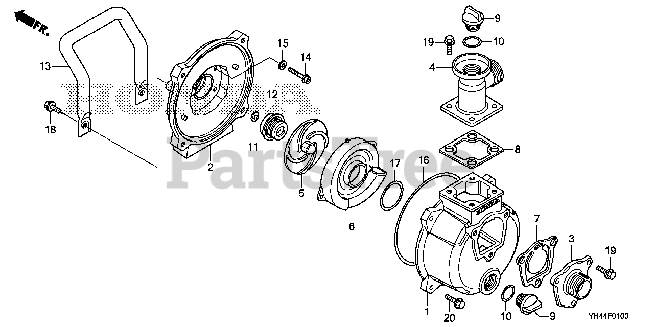 Honda water pump parts diagram