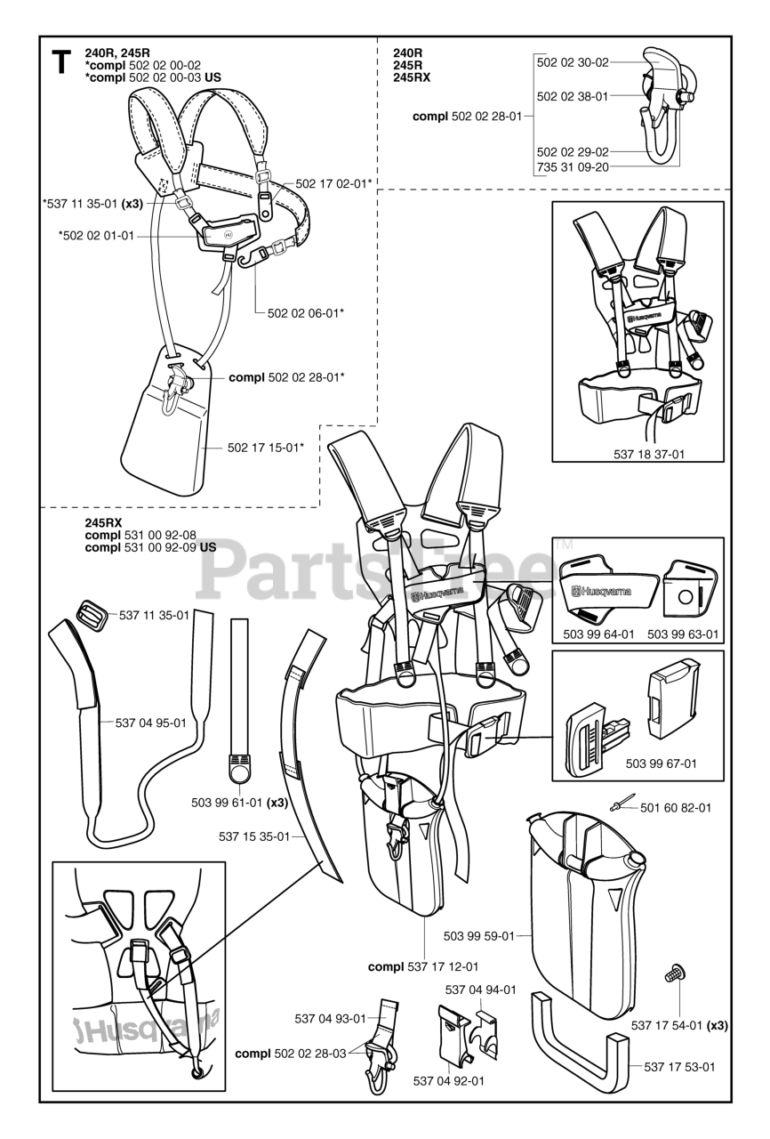 Husqvarna 245 RX Husqvarna String Trimmer (SN 20023100001 & Above) HARNESS 2 Parts Lookup