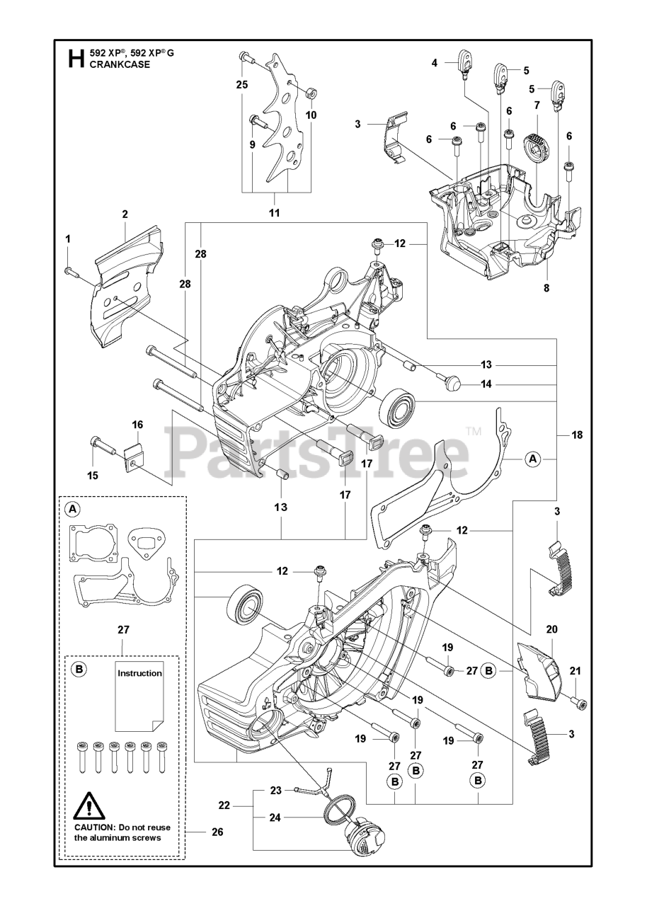 Husqvarna 592 XP/XPG Husqvarna Chainsaw CRANKCASE Parts Lookup with