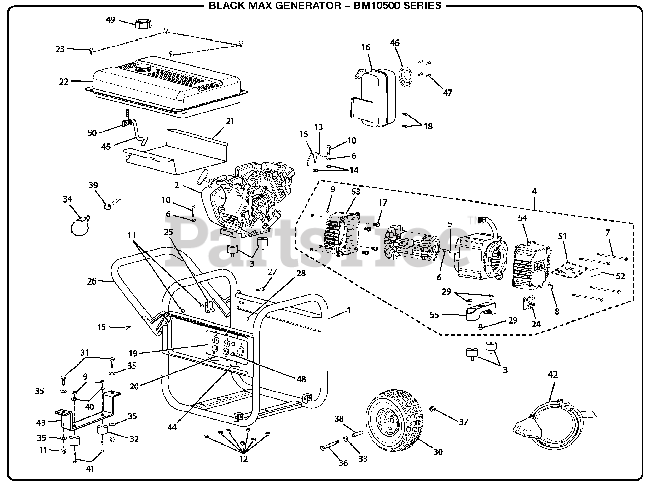 Black Max BM 10500 Black Max Generator General Assembly Parts Lookup