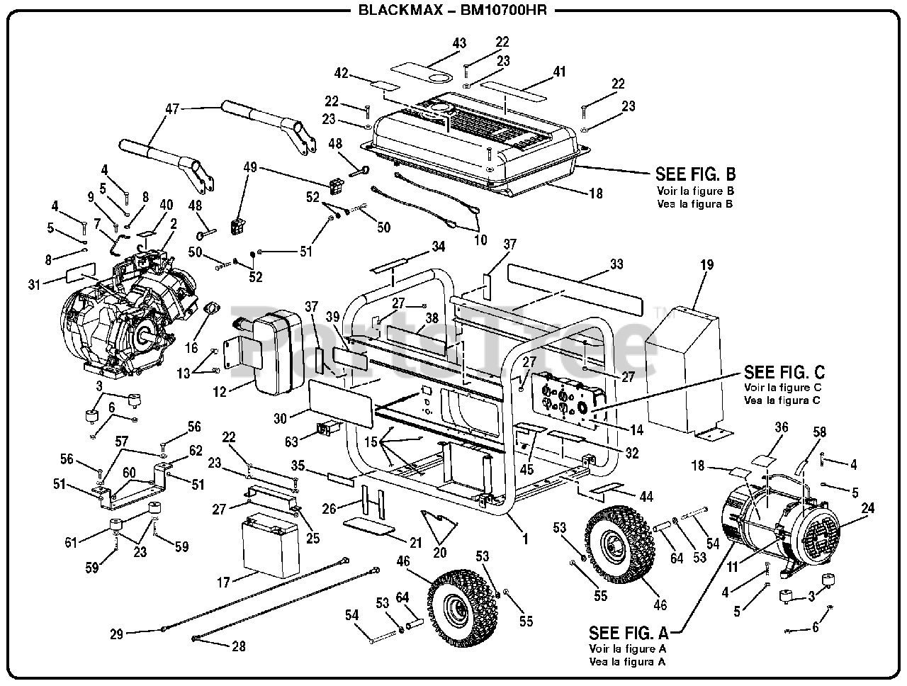 Black Max BM 10700 HR Black Max 7,000 Watt Generator General Assembly