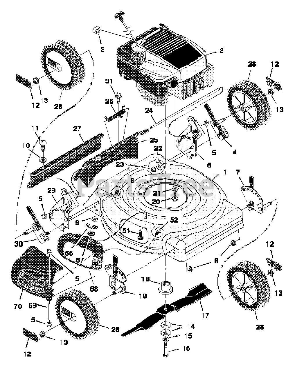 Yard King 20415x89A Yard King 20" WalkBehind Mower (1997) Mower Deck Assembly Parts Lookup
