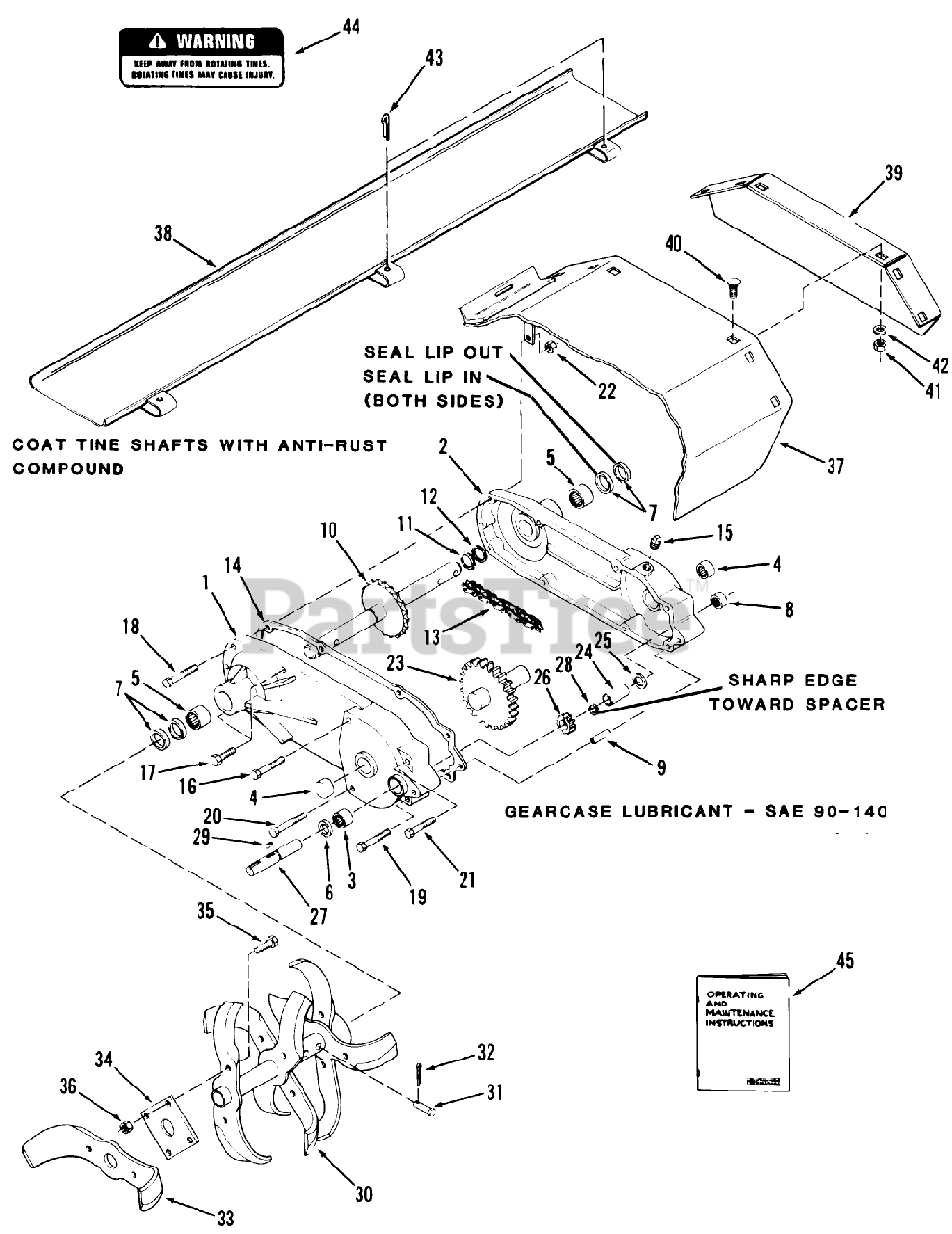 Toro 0736TL03 Toro 36" Tiller Attachment (1988) TILLER36 IN. (92 CM