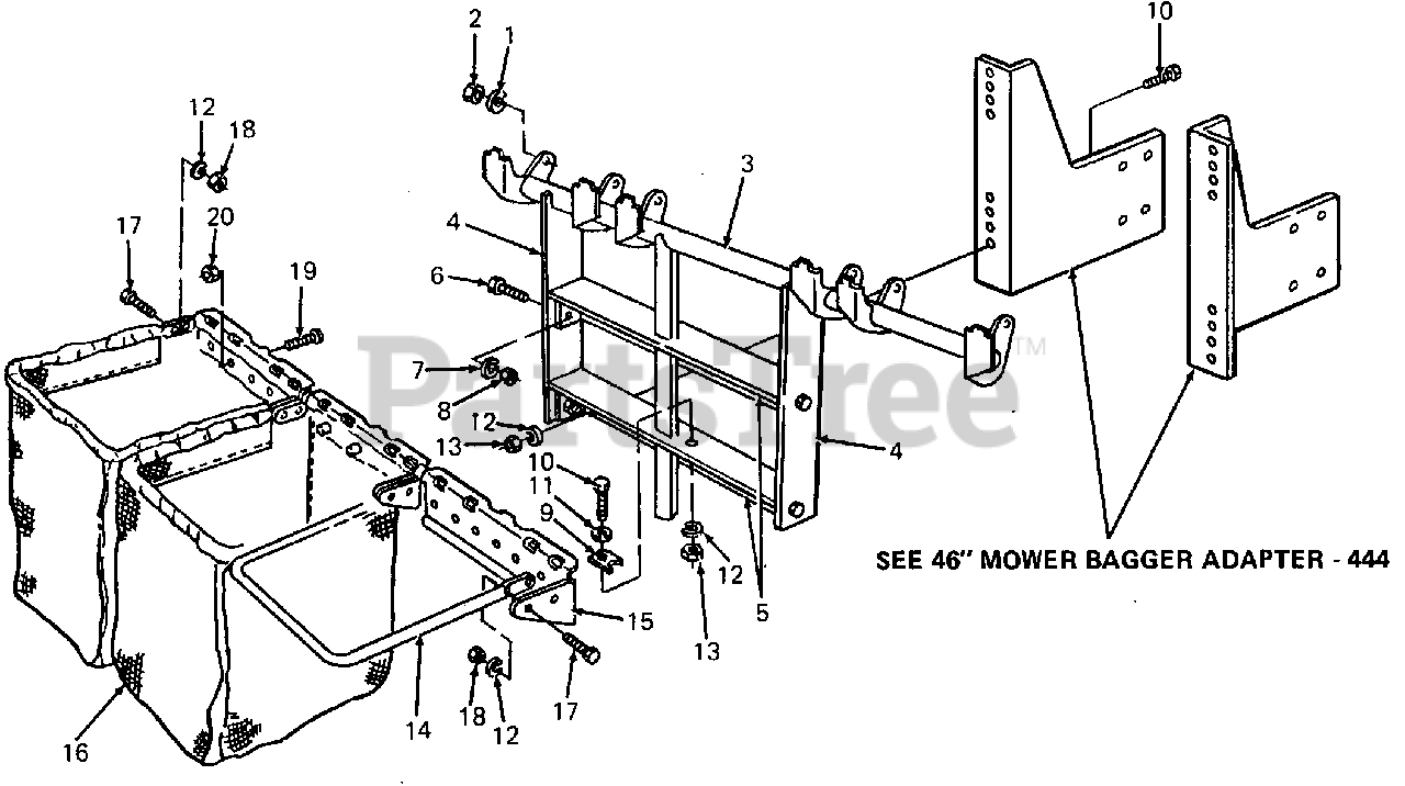 Cub Cadet 445 (190445100) Cub Cadet Triple Rear Bagger Bag, Frame