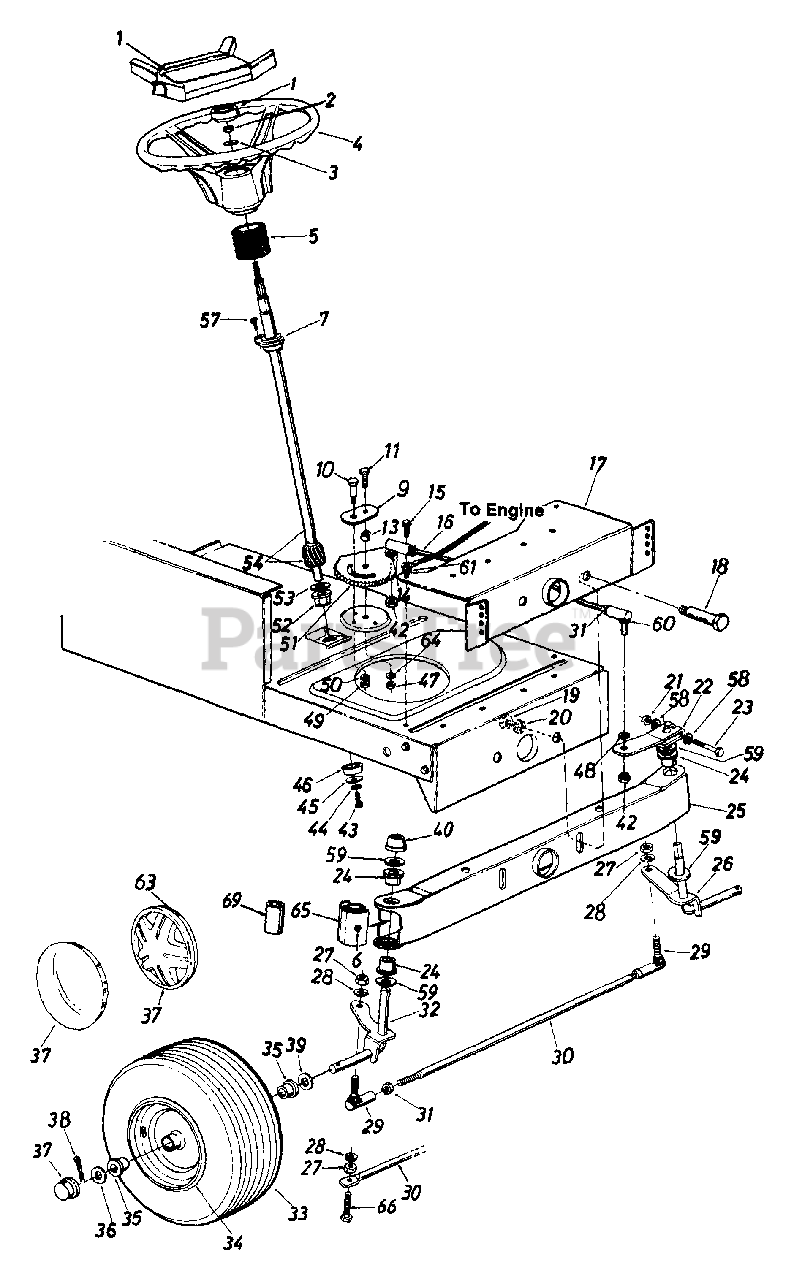 Mtd riding on sale mower steering parts