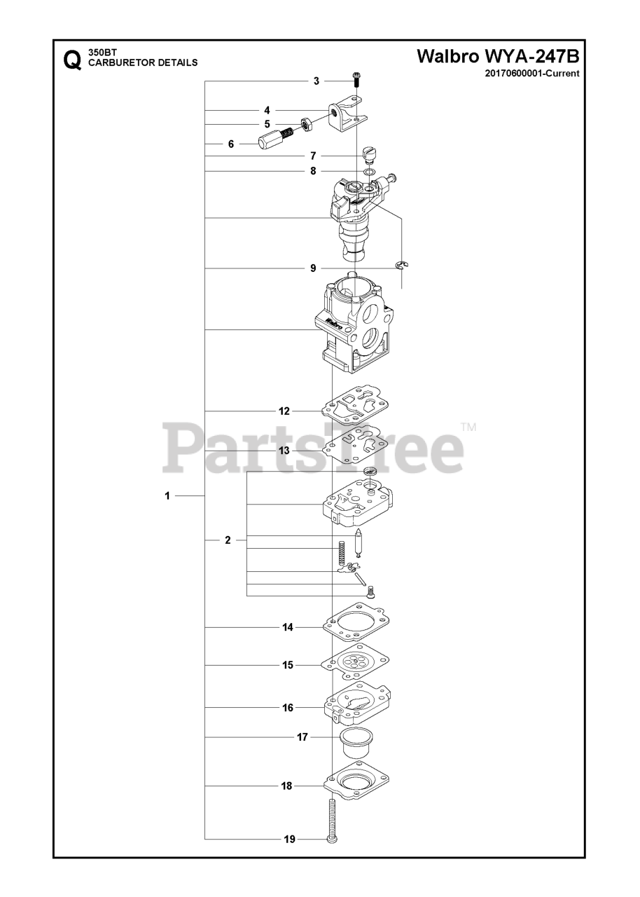 Husqvarna 350 BT Husqvarna Backpack Blower CARBURETOR DETAILS 2 Parts