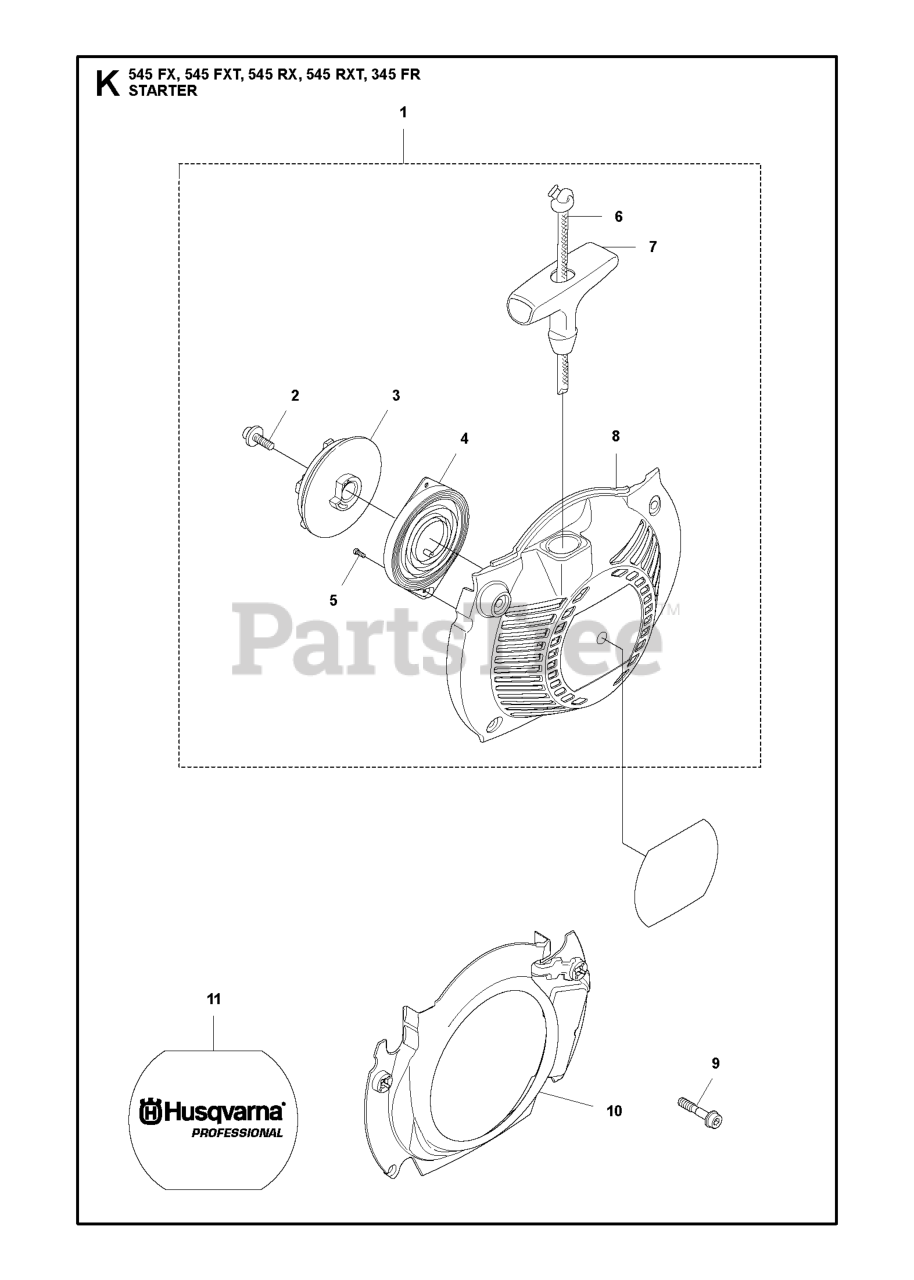 Husqvarna 545 FR Husqvarna Brush Cutter STARTER Parts Lookup with